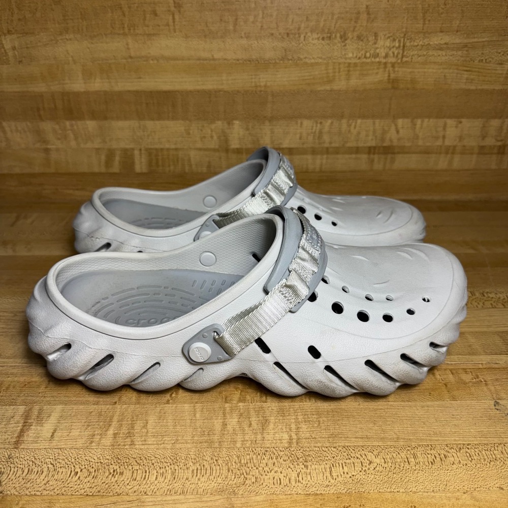Crocs Echo Clog Atmosphere Grey Mens 11 Sporty Molded Slip On Shoes 207937-1FT
